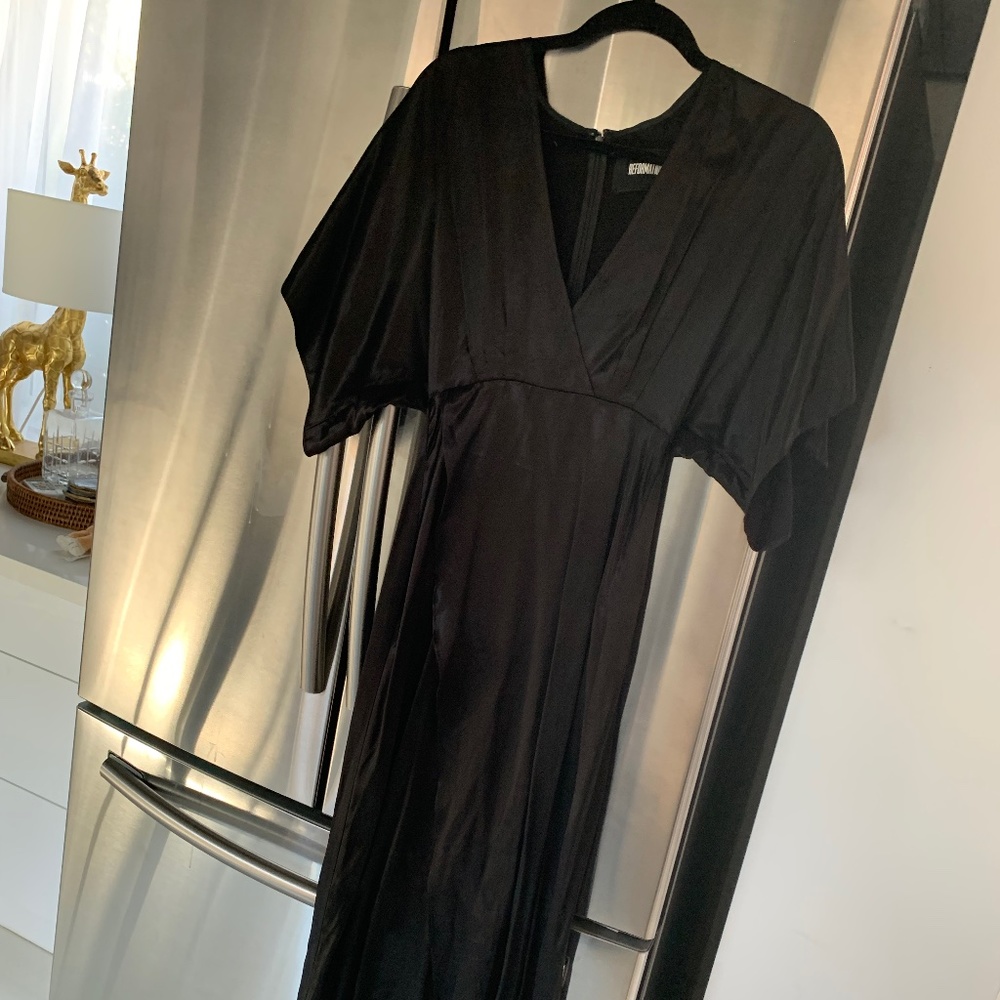 Silk Revolve Black Dress with Slit